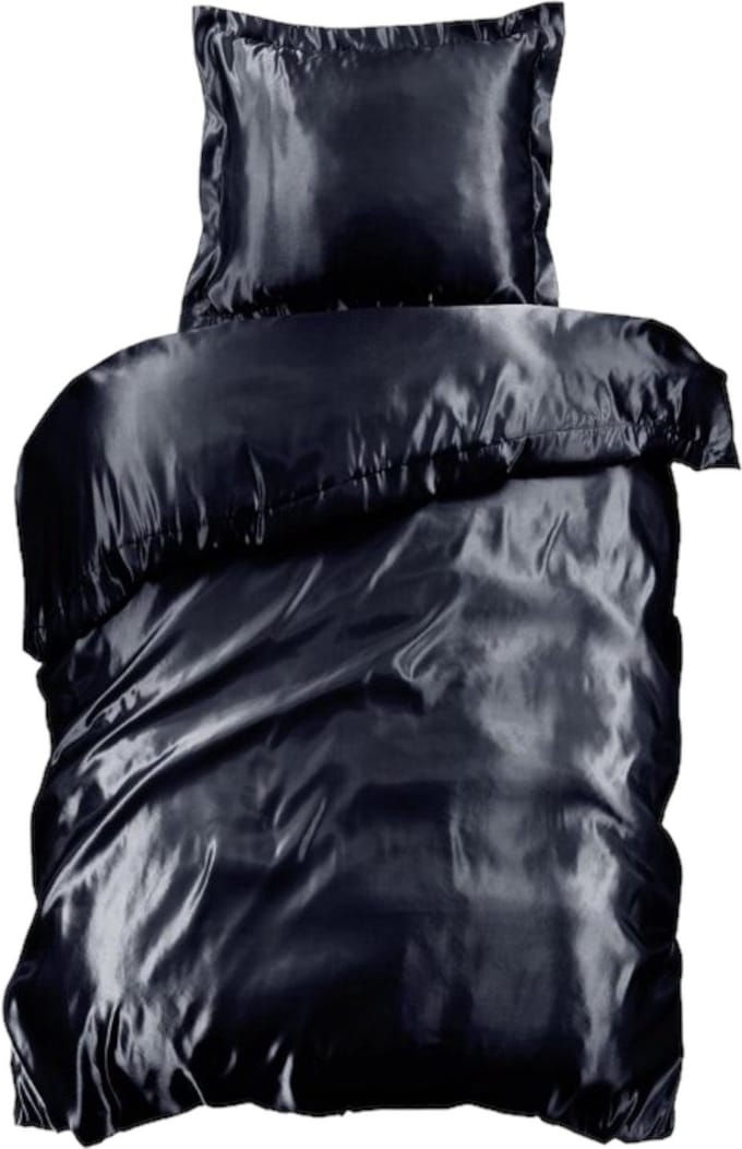 Beauty Silk Dekbedovertrek - 140x200/220 - Glans Satijn - Zwart