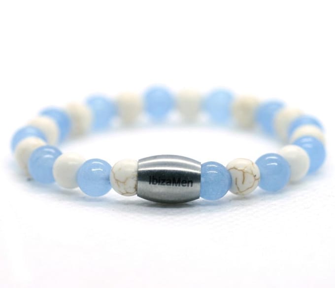 Ibizamen KIDS - Jongens - armband - mix - aquamarijn - 6mm