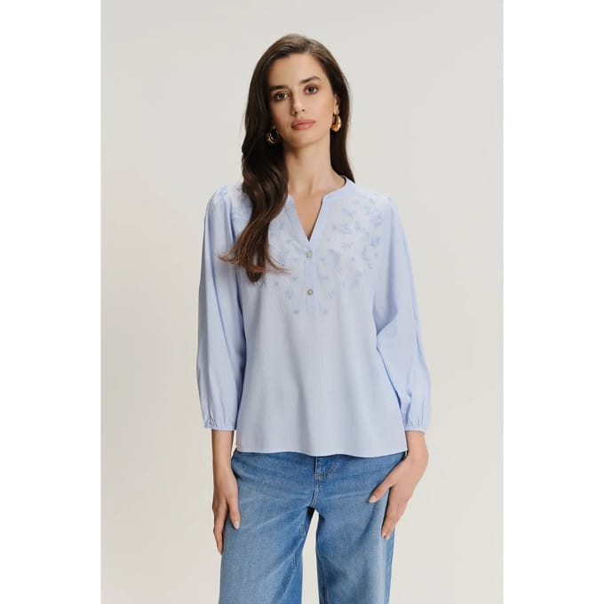 Vrouwenblouse Greenpoint en viscose orné de broderies décoratives Greenpoint