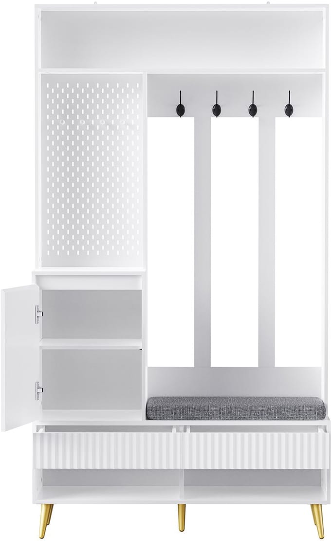 Witte geïntegreerde hal kast MDF voor entree 100×35×180cm