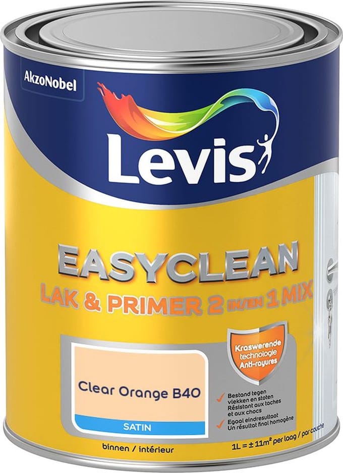 Levis - Easyclean Lak & Primer 2-In-1 Mix - Clear Orange B40 - Mengverf - 1 L