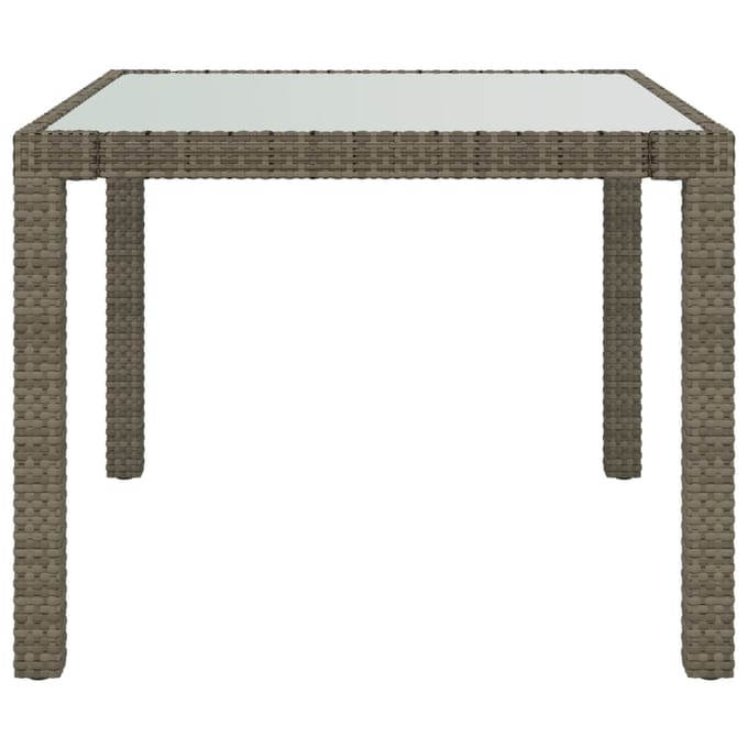 vidaXL - Tuintafel - 90x90x75 - cm - gehard - glas - en - poly - rattan - grijs