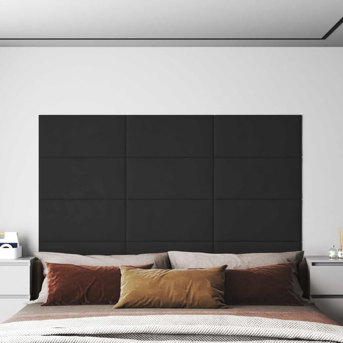 vidaXL - Wand - Hoofdbord - 12 - st - Zwart - Fluweel