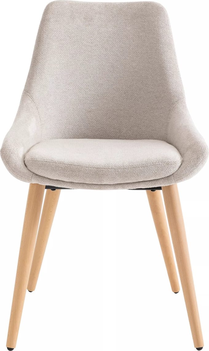 Vente-unique Set van 2 stoelen van stof en beuken - Beige - MASURIE