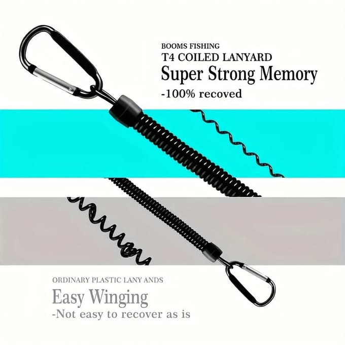 Zwarte sleutelhanger met spiraalveer en uitschuifbare polsband, verstelbaar van 21,49 cm tot 119,38 cm, ingebouwde stalen draad, draagvermogen tot 6,8 kg. black