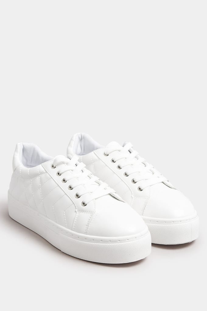 Yours Sneakers Met Doorgestikt Ontwerp In Een (Extra) Brede Pasvorm In Witsize 40EEE
