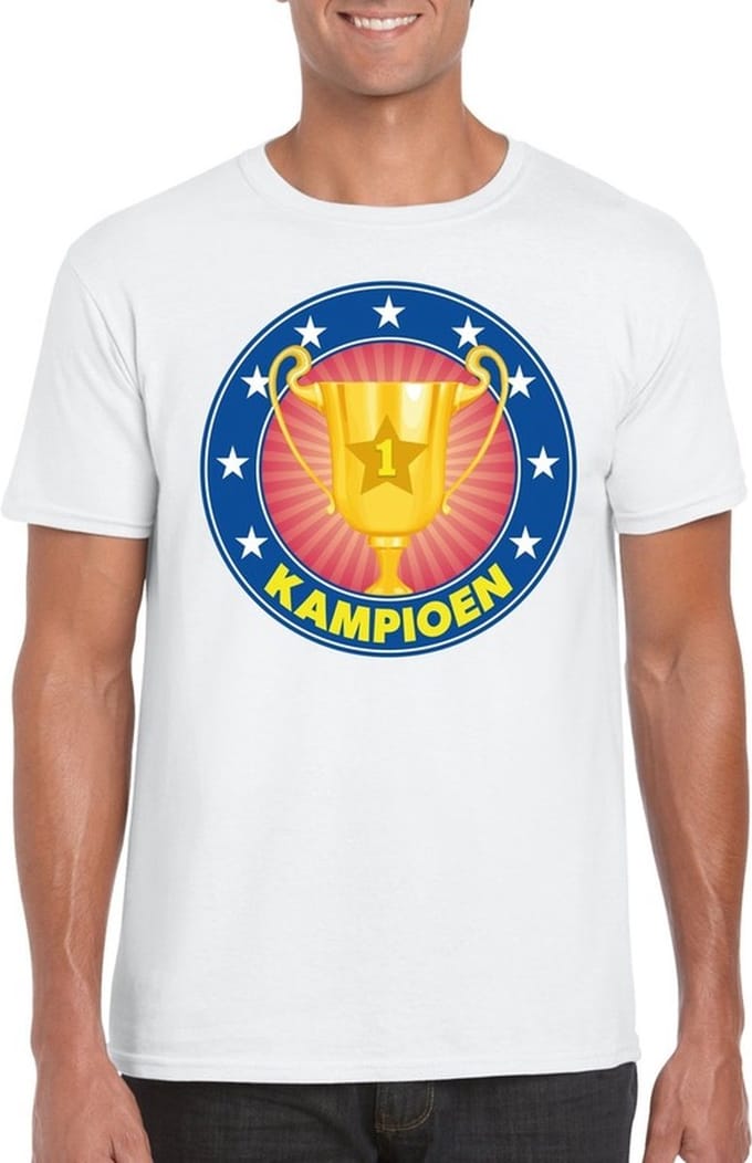 Wit kampioen t-shirt voor heren M