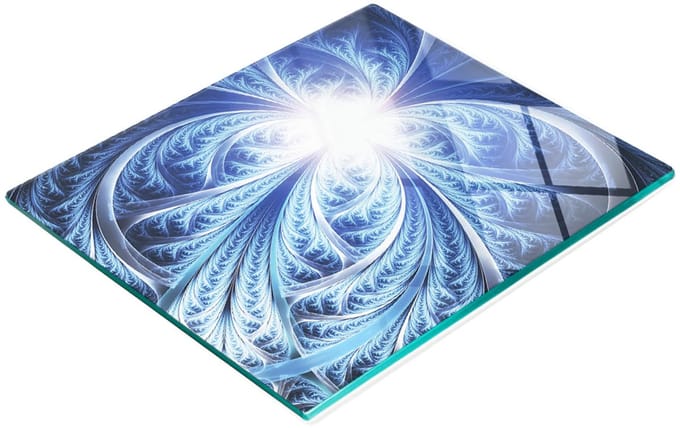 Decoratieve glazen snijplank met abstract bloemmotief, 60x52 cm