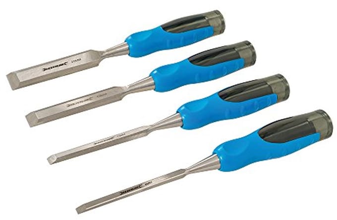 Houten Beitel Set 4 Stuks - Gehard Staal en Soft-Grip Handgrepen