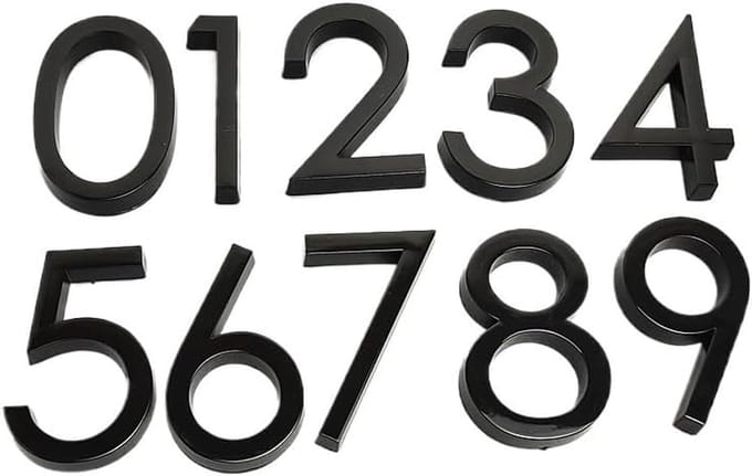 Huisnummers - Deurnummer sticker - Adres markering - Zelfklevend en duurzaam - 58 mm - Zwart glanzend
