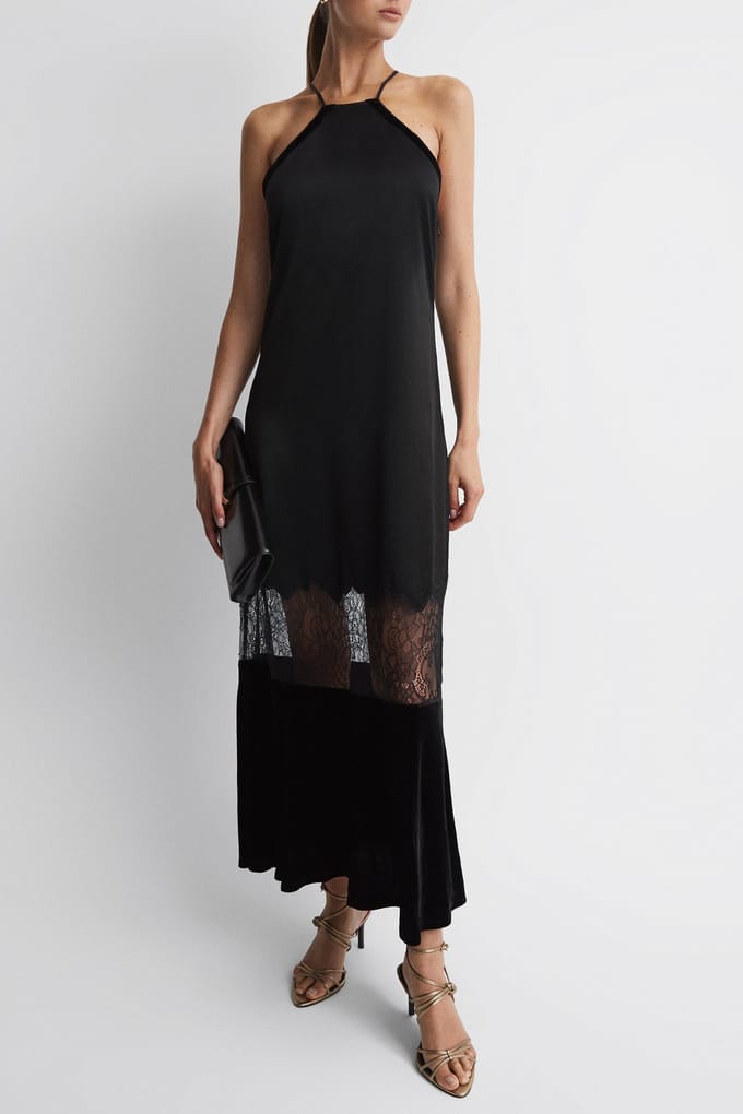 Reiss Lace Panel Maxi Dress — Black Taglia: 6 | Maxi abiti Outlet | Donna | Nero