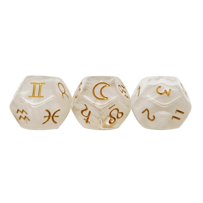 3 stuks Astrologie Dobbelstenen D8 D12 Tarot Dobbelstenen Polyhedrale Parel Patroon Dobbelstenen voor Waarzeggerij Astrologie Tarot Kaarten Accessoire