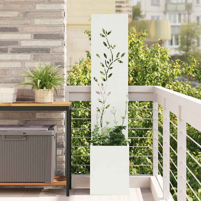 vidaXL - Tuin - Privacy - Scherm - Wit - 32 - x - 32 - x - 150 - cm - Koudgewalst - staal