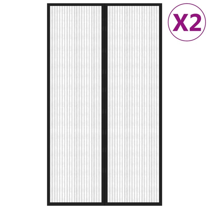vidaXL - Insectendeurgordijnen - 2 - st - magnetisch - 200x80 - cm - zwart