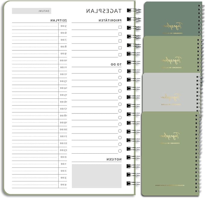 Dagplanner Groen Set van 4 - Organiseer je Dag, Efficiënt Plannen, Productiviteit Verhogen