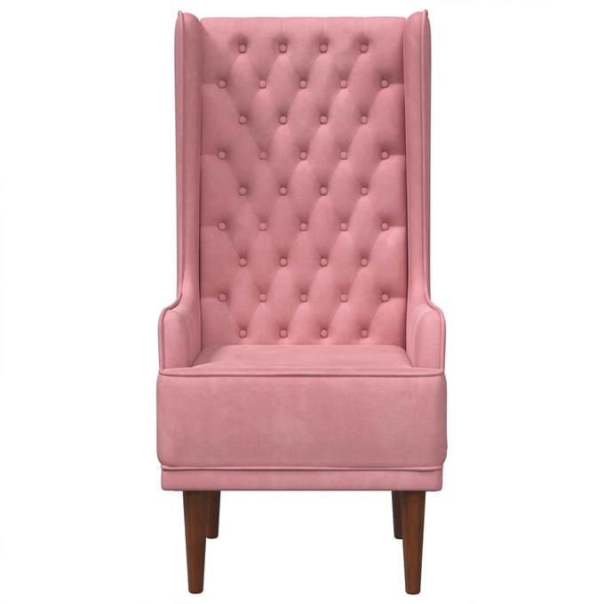vidaXL - Gecapitonneerde - stoel - met - hoge - rugleuning - Roze - fluweel