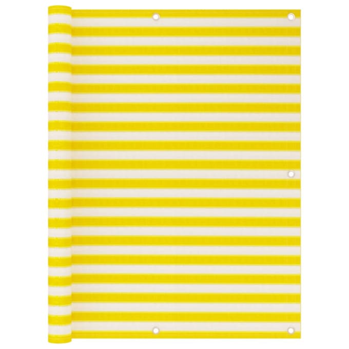 vidaXL - Balkonscherm - 120x600 - cm - HDPE - geel - en - wit