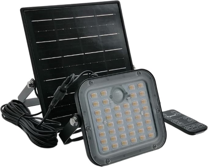 Bron LED Schijnwerper -  Voor buiten - Solar - IP65 - Zwart