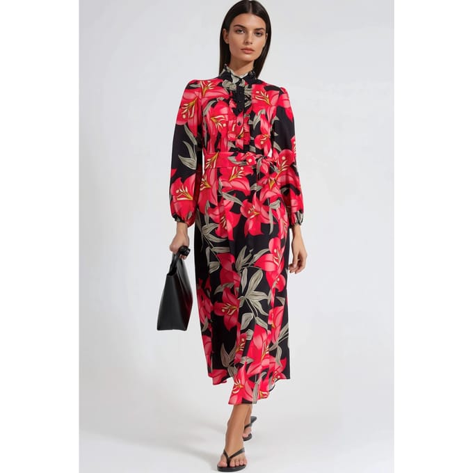 Floral Maxi-jurk met Strikdetail