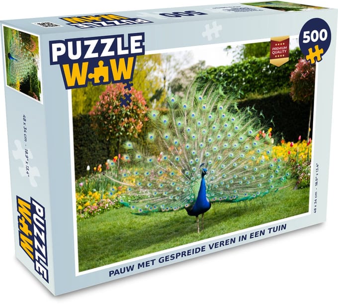 Puzzel Pauw - Veren - Tuin - Legpuzzel - Puzzel 500 stukjes