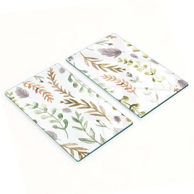 Multifunctionele decoratieve glazen borden met aquarelbloemen, 2x30x52 cm