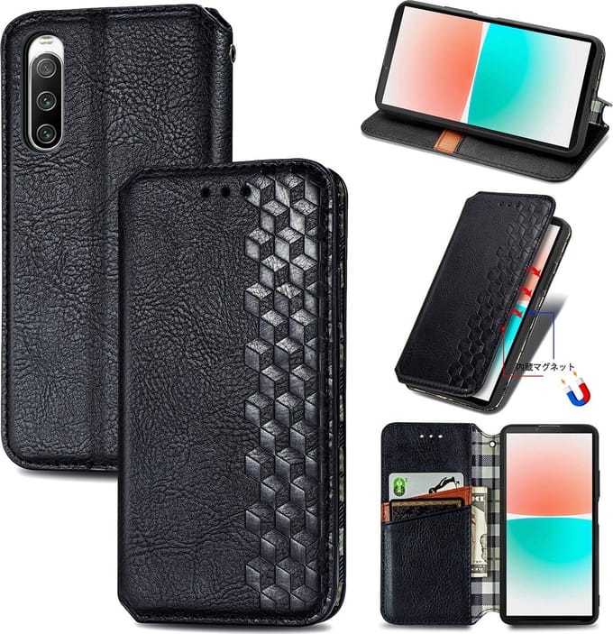 Luxe PU Lederen Ruitpatroon Wallet Case voor Sony Xperia 10 IV _ Zwart
