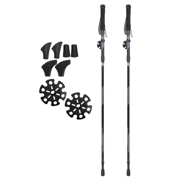 1 Paar 5-delige Opvouwbare Demping Alpenstock Binnenste Vergrendeling Telescopische Wandelstokken black