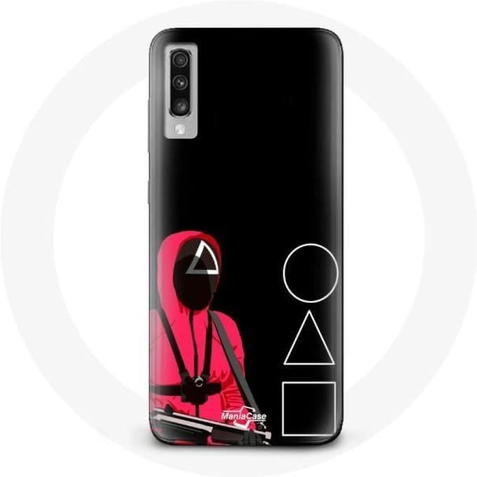 Coque - Samsung - Galaxy A70 - Souple - Noir - Masques Triangle, carré et Cercle