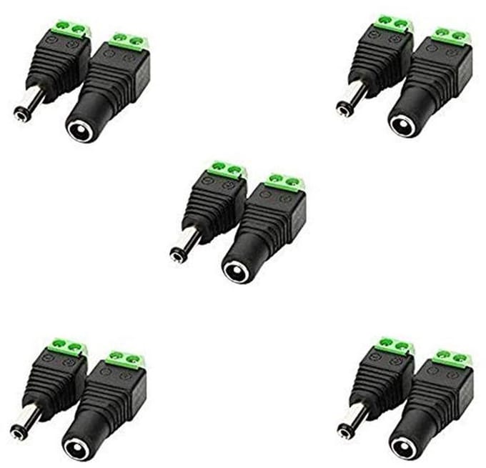 DC-Stekker Adapter 2,1 mm x 5,5 mm voor Ledstrip en CCTV Camera - 5 Paar
