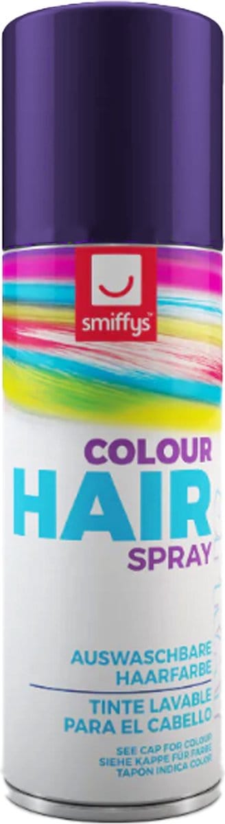 Smiffys carnaval haarverf - paars - spuitbus - 125 ml - haarspray