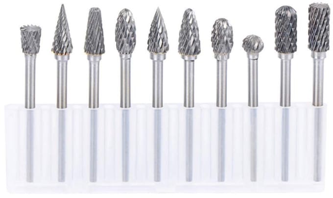Dailygoods- Bramen Set 10 Stks - Dubbele Cut - Wolfraam Staal - Solid Carbide - Twist Boor 1/8 inch (3mm) - Voor Dremel Tools - Rotary Bur