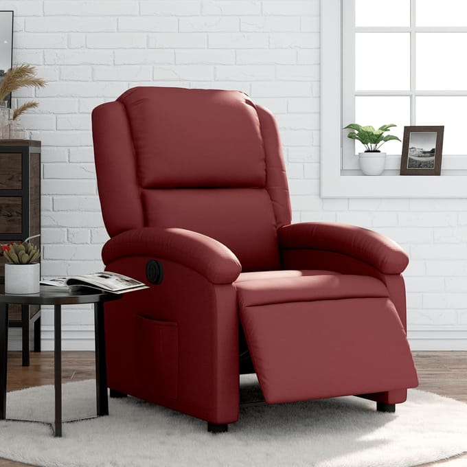vidaXL - Fauteuil - verstelbaar - elektrisch - kunstleer - wijnrood