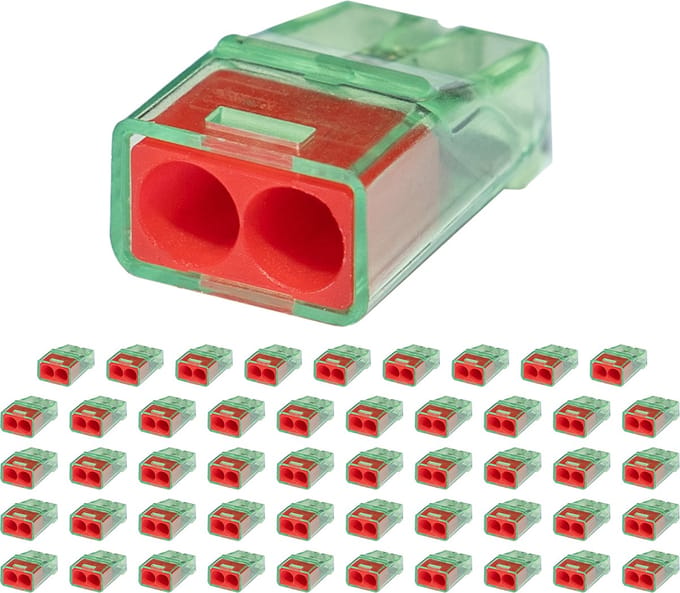 Lasklem - Primtex - 2 Polig - 0.2-2.5 mm2 - Rood - 50 Stuks