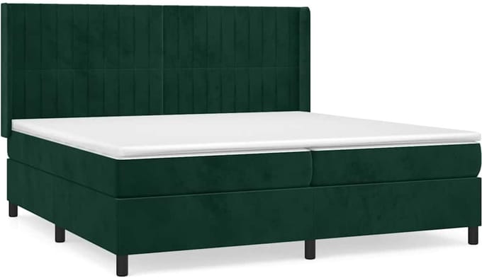 vidaXL - Boxspring - met - matras - fluweel - donkergroen - 200x200 - cm