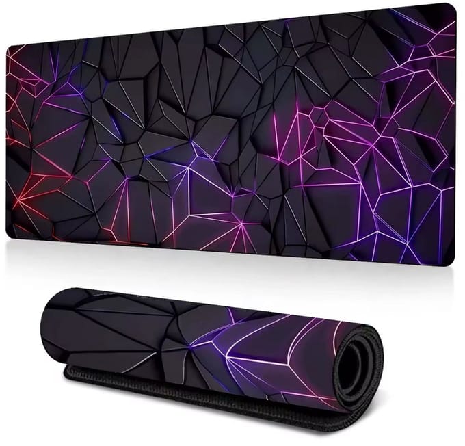Bureau Muismat – Neon Geometric XXL Bureau Mat – 800×300×2 mm – Antislip Rubber – Extra Grote Desk Mat – Modern Design