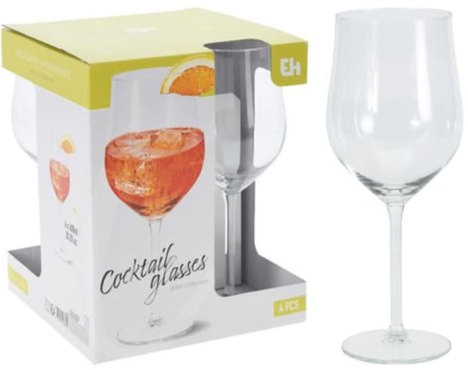 Excellent Houseware Cocktailglas - 4x stuks - glas - 370ml - cocktail - aperol spritz - aperol spritz glazen