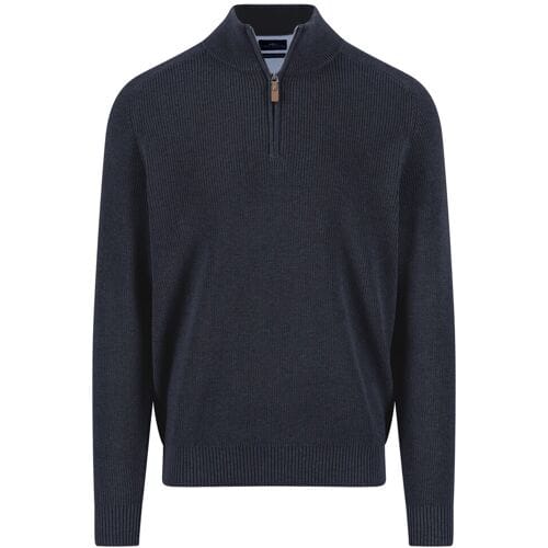 Fynch-Hatton Trui Troyer Zip Structure Supersoft Cotton Navy / male