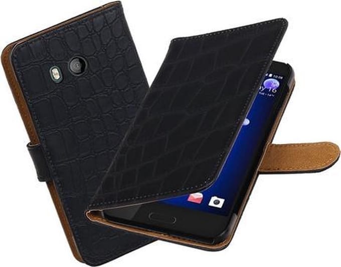 BestCases.nl HTC U11 Krokodil booktype hoesje Zwart