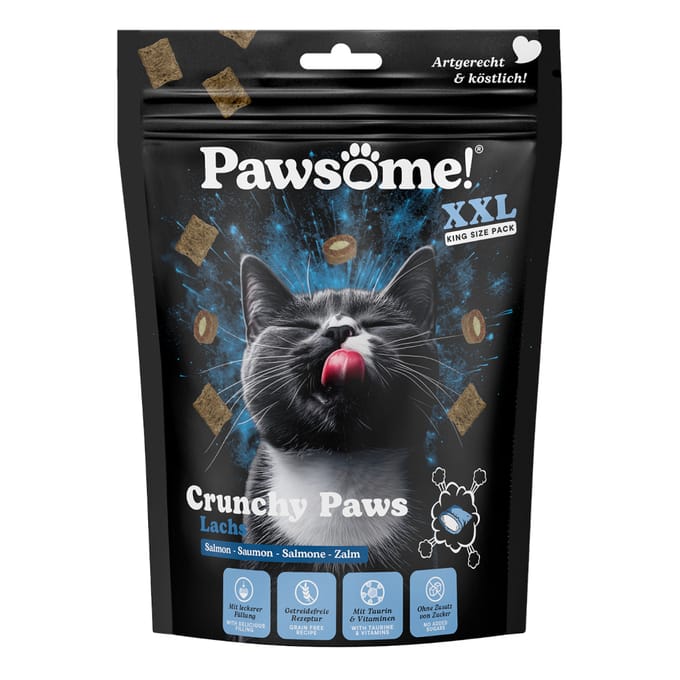 150g Pawsome Crunchy Paws zalm kattensnacks