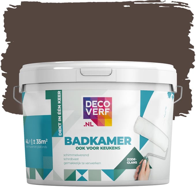 Decoverf badkamerverf koffiebruin, 4L