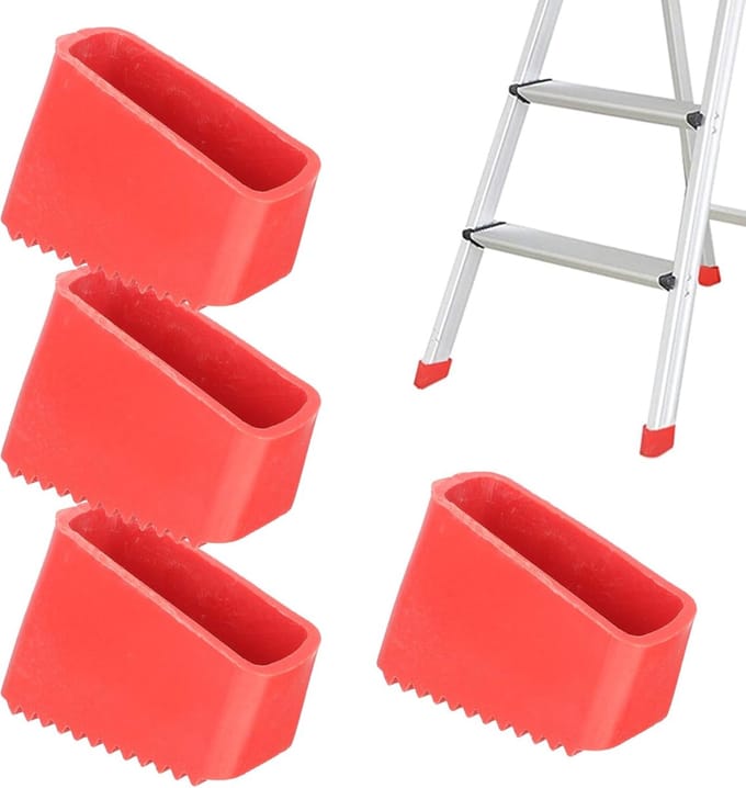Laddervoeten - Antislip Pads - Veilige Stabiliteit - Heavy-Duty Rubber - 5.5x3.8 cm - Rood