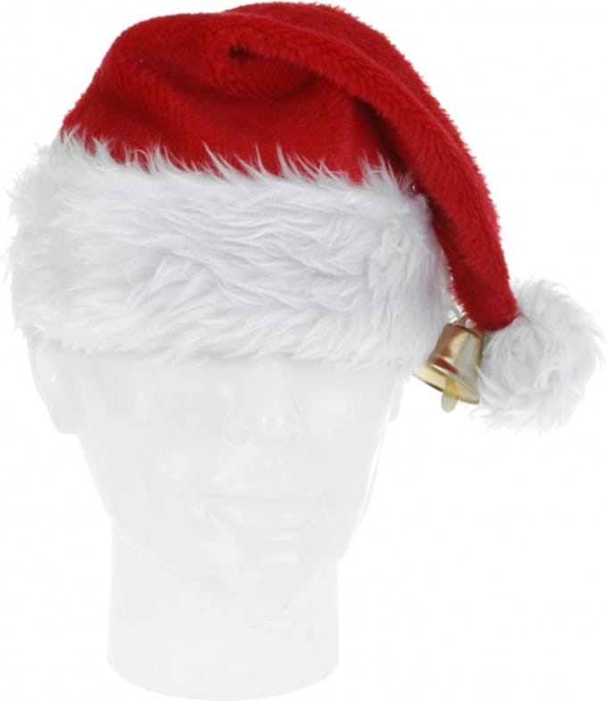 Pluche Kerstmuts - 3x - met bel - voor volwassenen - 57 cm - kerstaccessoires