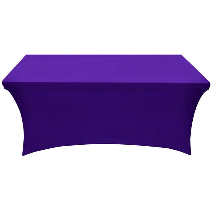Housse de Table Extensible Spandex Noir/Blanc 4/6FT Lavable Cuisine Nappe Universelle Adaptée pour Événement Banquet Mariage Cocktail 6FT 2pcs violet