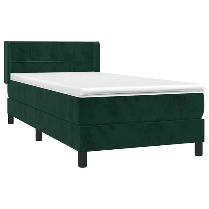 vidaXL - Boxspring - met - matras - fluweel - donkergroen - 80x200 - cm