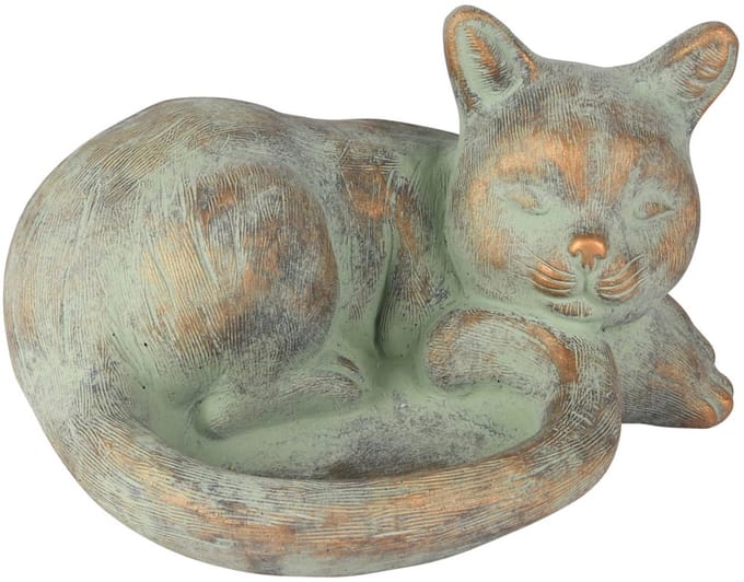 Dekoratief | Deco poes liggend, grijs, cement, 25x20x14cm | A260088