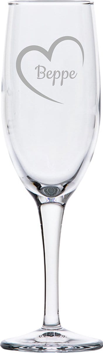 Gegraveerde Champagneglas 16,5cl Beppe mei hert