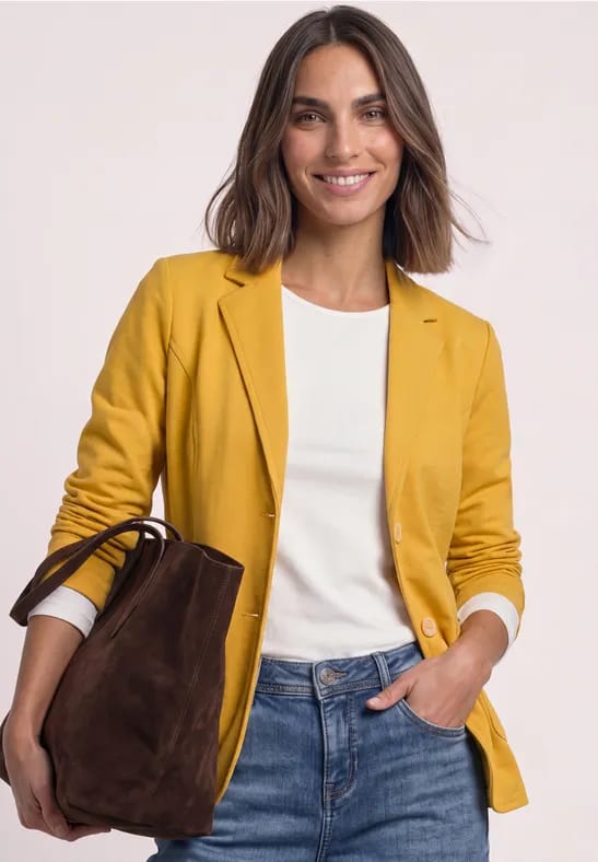 Eenvoudige blazer in effen kleur