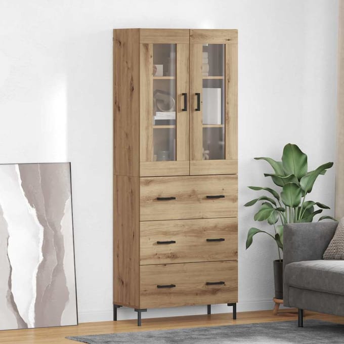 vidaXL - Highboard - 2 - st - Artisan - Eiken - 69,5 - x - 34 - x - 180 - cm - Bewerkt - hout