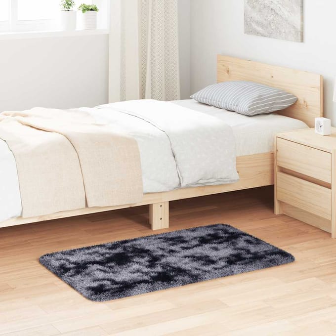 vidaXL - Hoogpolig - vloerkleed - NAVARRA - 60x100 - cm - polyester - donkergrijs