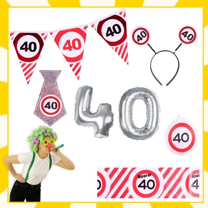 Feestpakket | 40e verjaardag | Verkeersbord | 12-delig